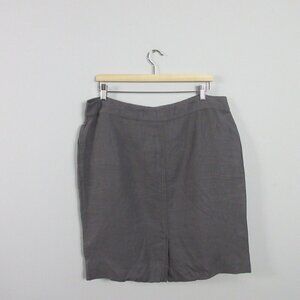 Eileen Fisher Linen Twill Pencil Mini Skirt L Gray Classic Preppy Casual 306